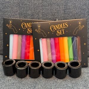 24 Colored Spell Candles | 5" x 1/2" | 6 Chime Candle Holders